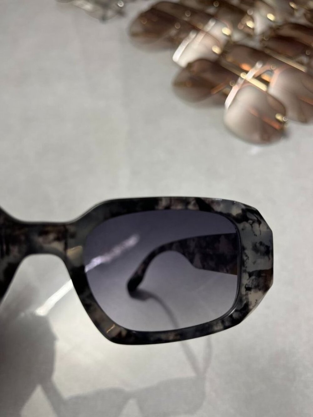 AIRE Ascendant Rectangular Sunglasses Marbled Black Gray Smoke Lens - Picture 7 of 12